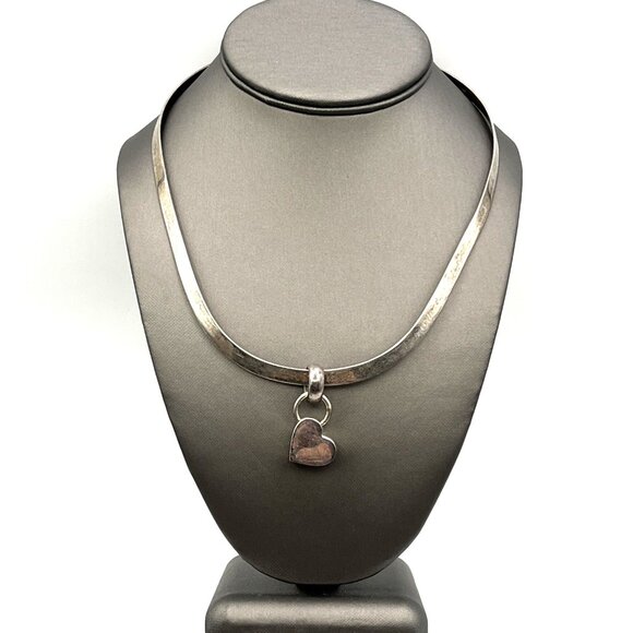 Silpada Sterling Silver 925 Choker Collar Torque Heart Pendant Necklace - Picture 5 of 11